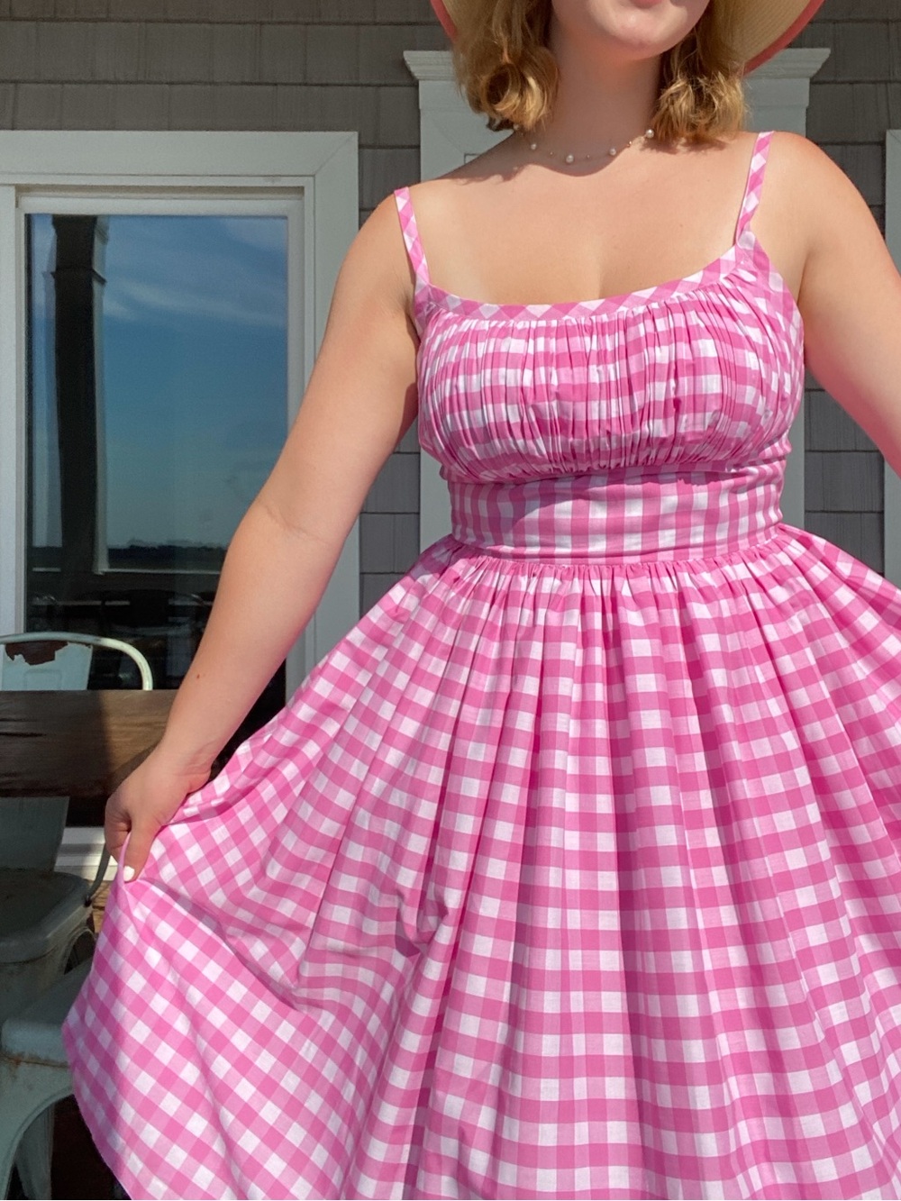 Pink Gingham One-of-a-Kind Playful Picnic Dress